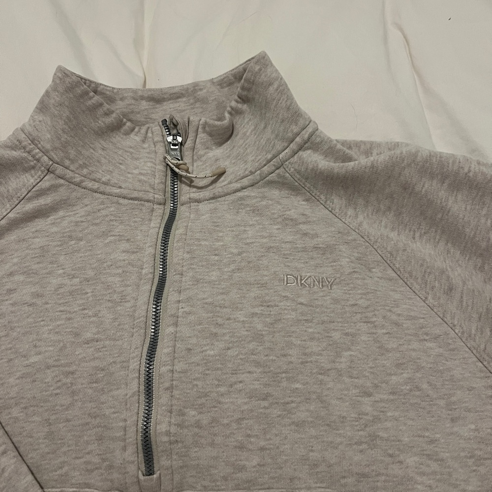 DKNY Women’s Light Gray Half Zip Sweater
